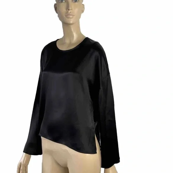 Zoran minimalist black silk dolman sleeves blouse one size